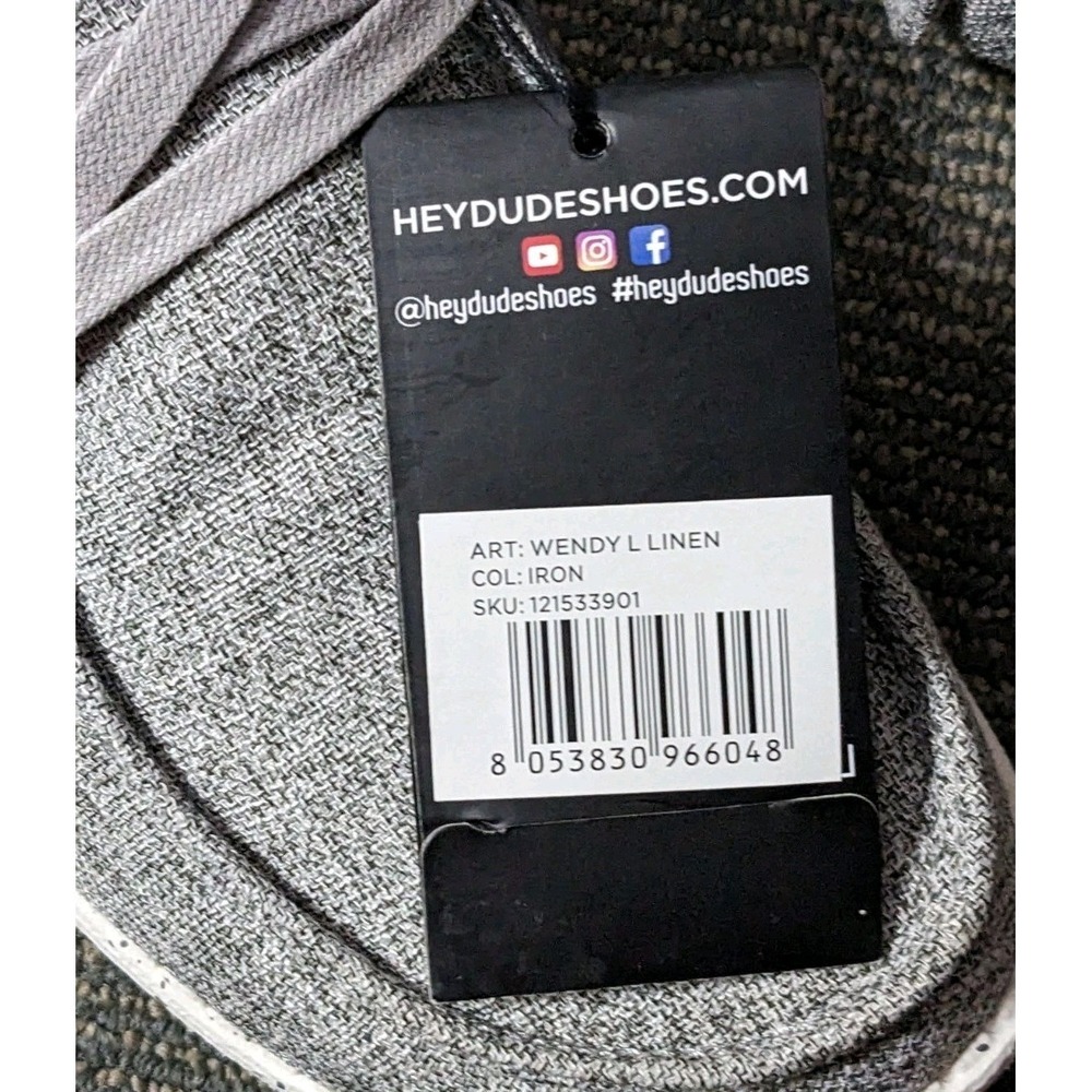 Women's Hey Dude Wendy L Linen Iron Grey Casual Slip On Lightweight Size 9 New - Picture 7 of 8